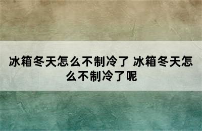 冰箱冬天怎么不制冷了 冰箱冬天怎么不制冷了呢